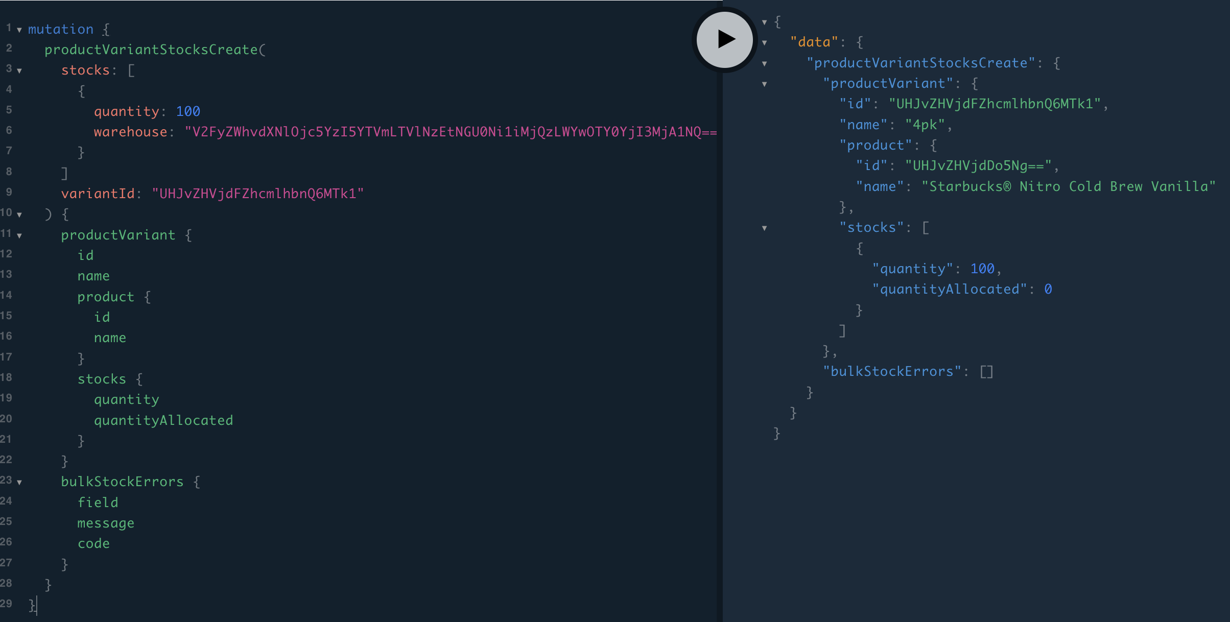 Variant stock create