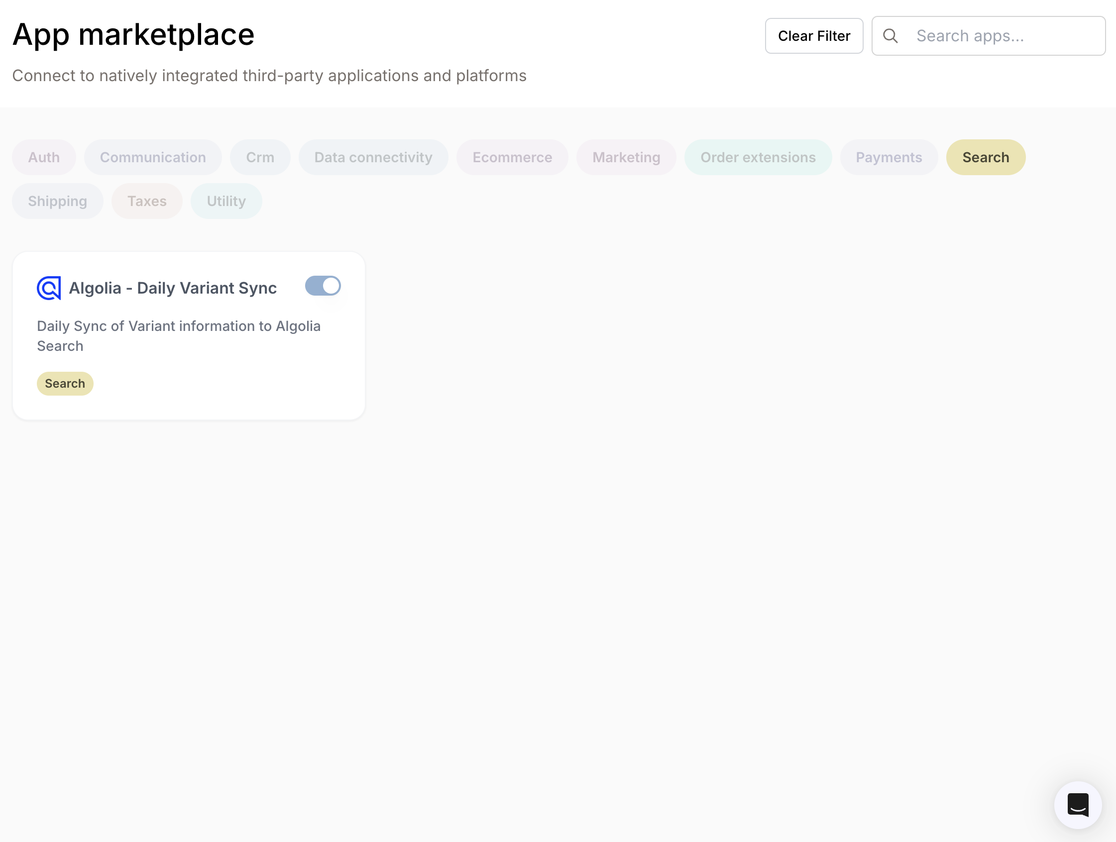 Algolia Marketplace Activation