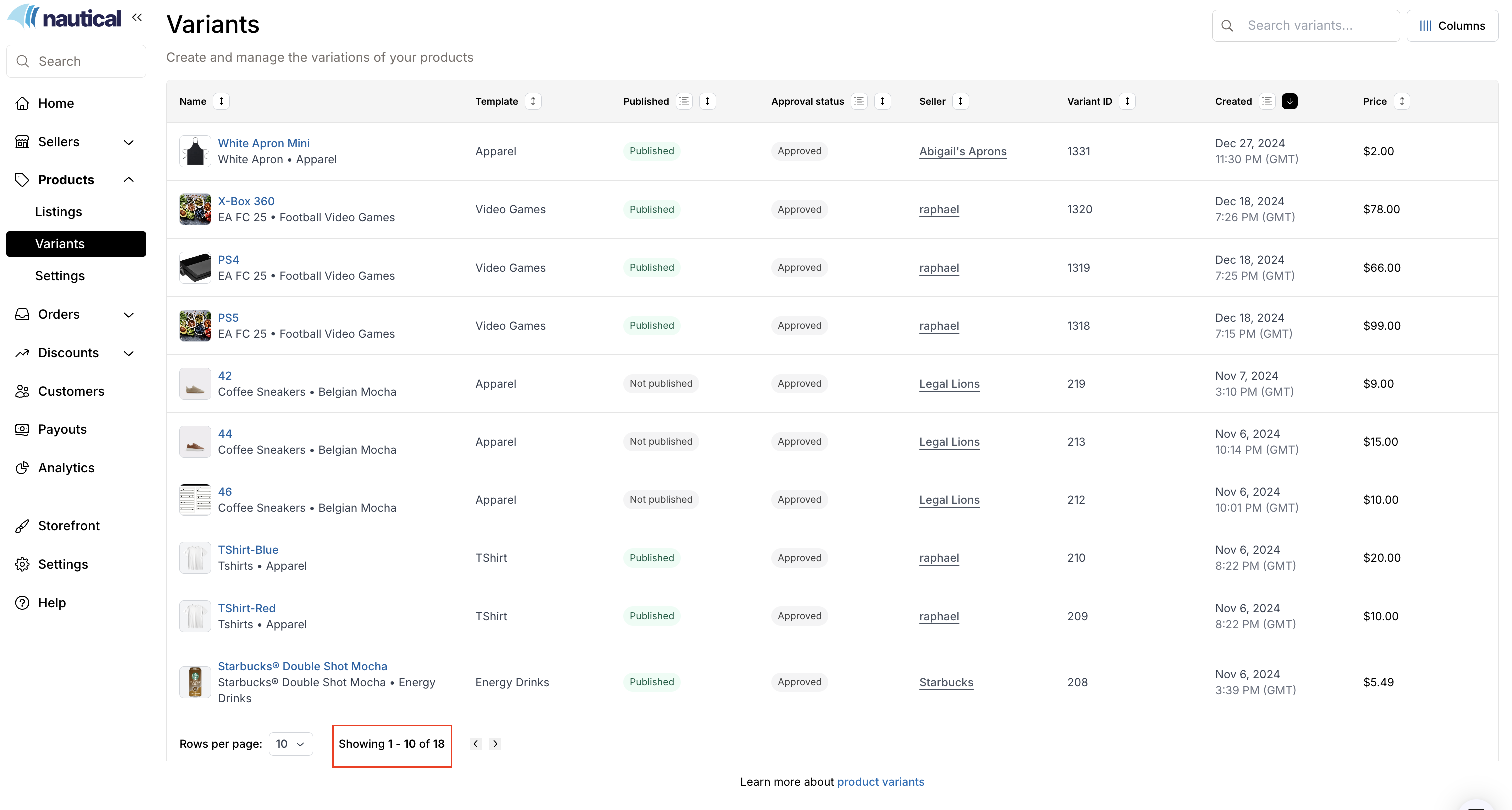Marketplace Product Variants