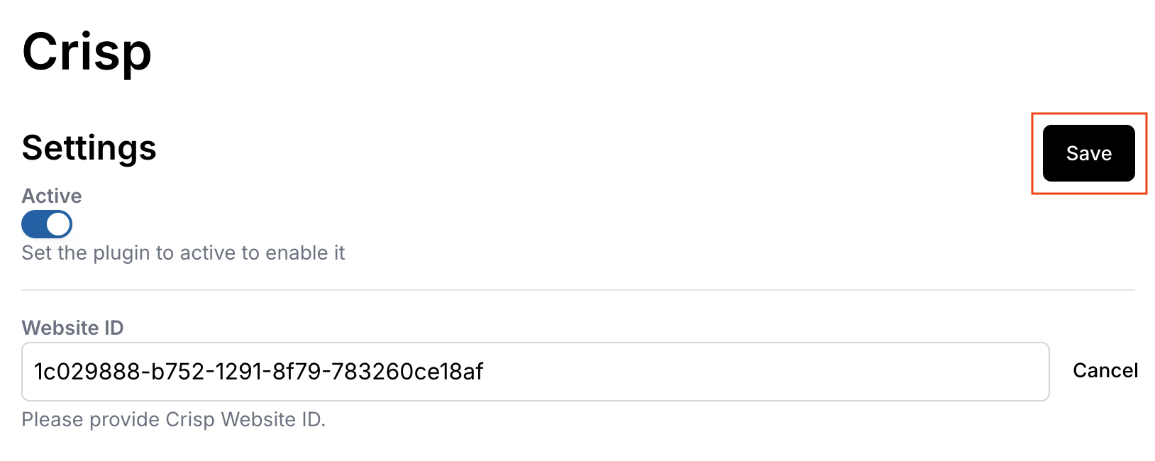 Crisp plugin activation process