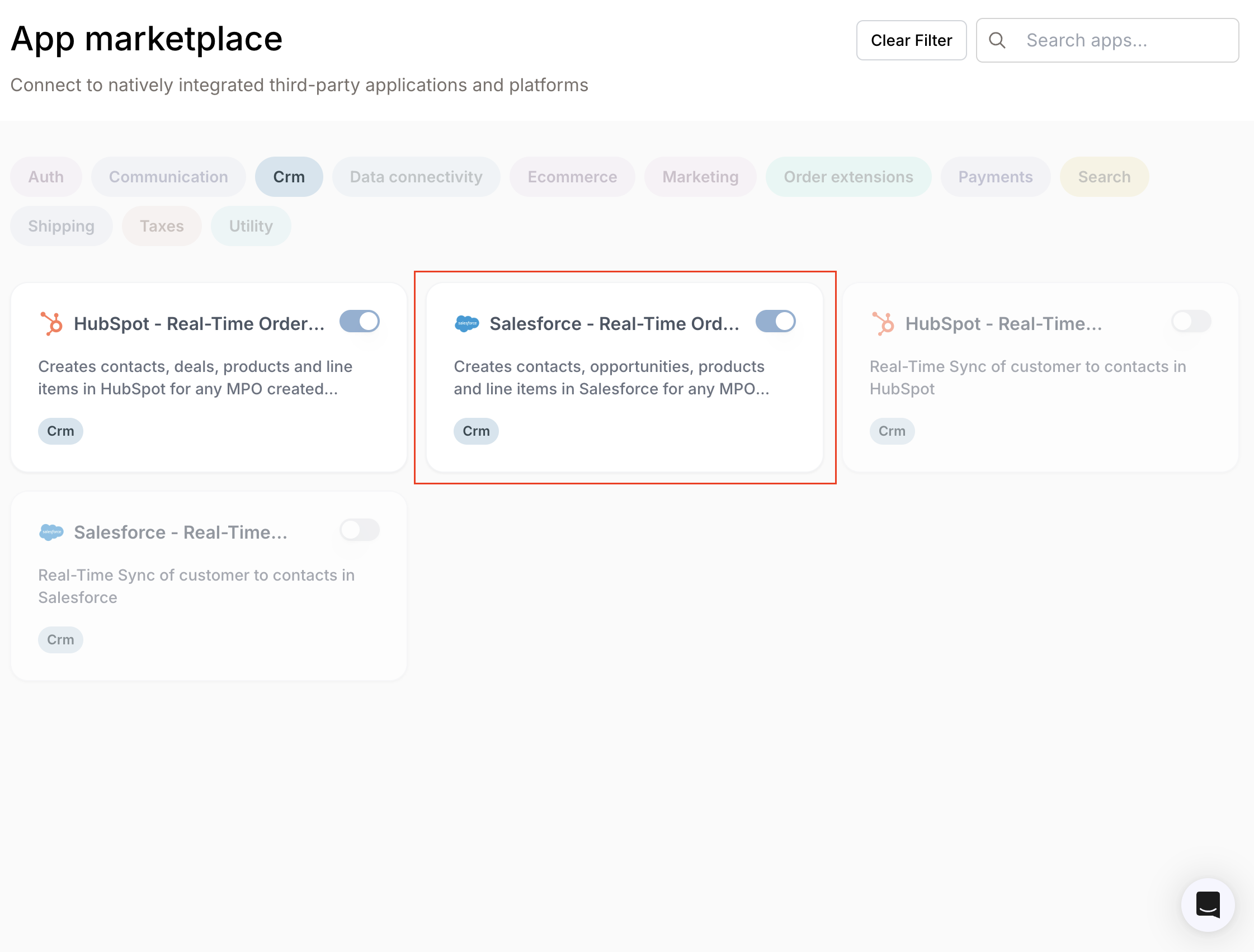 Salesforce marketplace activation